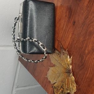 Vintage Small Hard Shell Lock Clutch Purse